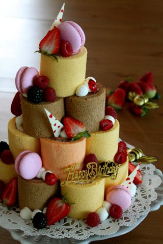 Reikocakes ロールケーキで大きなお誕生日ケーキ